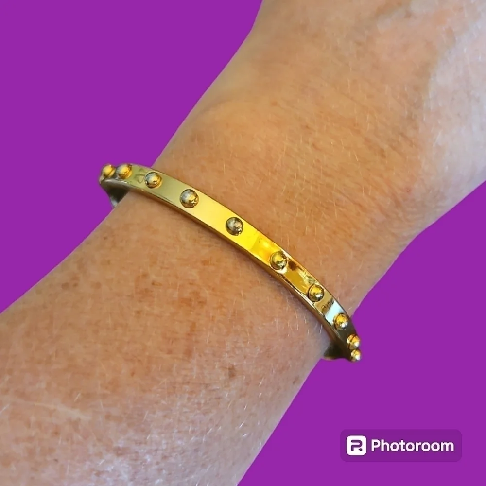 KATE SPADE Studded Goldtone Slim Stackable Bangle Bracelet